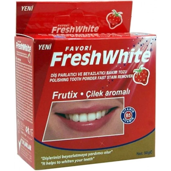 FRESH WHITE DİŞ TOZU ÇİLEK AROMALI 50 GR FRESH WHITE DİŞ TOZU ÇİLEK AROMALI 50 GR