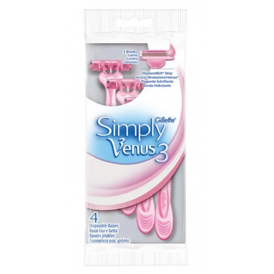 VENÜS SİMPLY 3 BIÇAK 4 LÜ POŞET *6